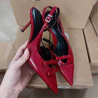 Nouvelles sandales rouges à talons hauts pour femmes, grande taille 42, style extérieur à bride cheville, collection 2026, incontournables pour l'été