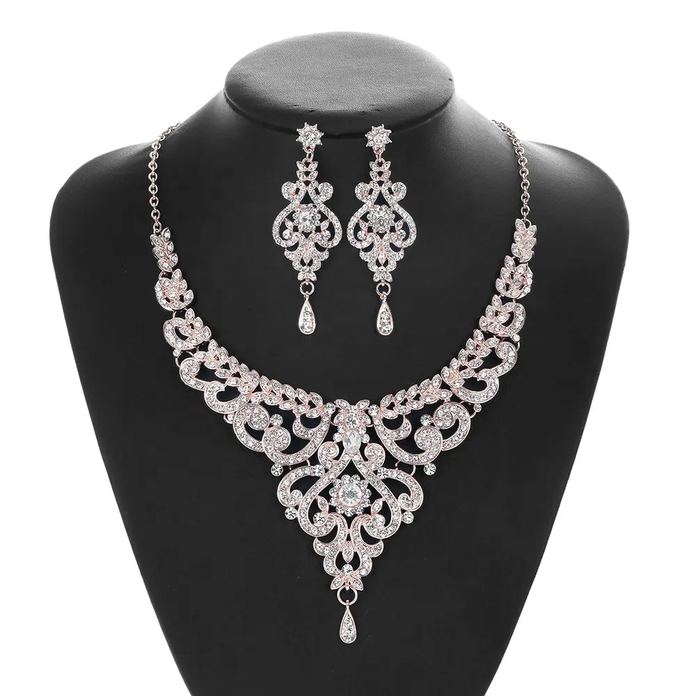 Indian Women's 18k Gold Plated Luxury Wedding Jewelry Set Gold Fashion Handwork Jewelry Necklace