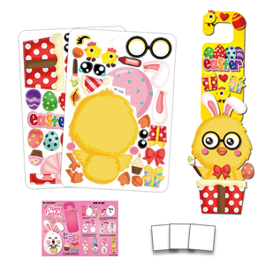 Children's Easter Hands-on Toy Cartoon 3D Paper Egg Decoration Door Hanging Bunny Egg Knob Hanger DIY Easter Ramadan Decorations - Product Image 5