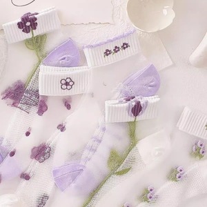 Women's Summer Thin Cotton Ankle Socks With Floral Embroidery Breathable Sweat Absorbing Japanese Style JK Boat Socks - Product Image 4