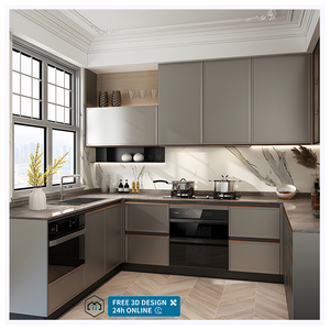 Hiện đại có độ bóng cao sơn mài Modular tủ bếp với đá cẩm thạch Laminate Nhựa Bàn vòi ngăn kéo phụ kiện giỏ - Product Image 2