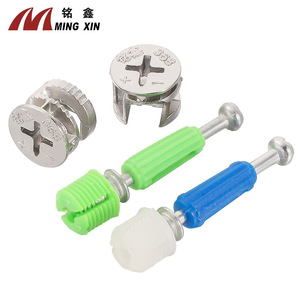 Connecteur trois en un Ming Xin en alliage de zinc 368 nickelé pour l'assemblage de placards et armoires - Product Image 1