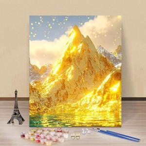 ภาพวาดสีน้ำมันดิจิทัลบนผ้าใบลายต้นไม้แห่งโชคลาภ น้ำไหลวนสร้างความมั่งคั่ง  แบบ DIY ขนาดปรับแต่งได้ - Product Image 6