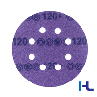Disque abrasif de ponçage et de polissage OEM étanche en céramique violette de 5, 6 pouces (125 mm, 150 mm) avec film, à fixation auto-agrippante (PSA)