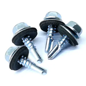 Stainless Steel 304 Carbon Steel 435 BI Metal Hex Head Self Drilling Screws for Sheet Metal