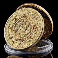 Pièce de monnaie Maya de haute qualité, Art du calendrier aztèque, Culture et prophétie, Pièce commémorative plaquée or, Articles de collection, Pièce de monnaie personnalisée de défi
