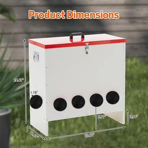 เครื่องให้อาหารไก่ JH-Mech พร้อมที่จับแบบล็อค รับน้ำหนักได้ 85 ปอนด์ 10 ช่อง ป้องกันสภาพอากาศ ทำจากโลหะสีเงิน แบบอัตโนมัติ - Product Image 1