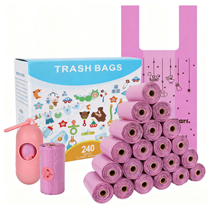 Bolsas para excrementos portátiles y ecológicas con dispensador a prueba de fugas, bolsas biodegradables para perros, estilo sencillo de dibujos animados. - Product Image 1