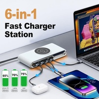 Hub USB multiport 72W, chargeur de bureau, 45W USB 2 PD QC3.0 30W 6 en 1, chargeur sans fil 15W pour Airpods Watch