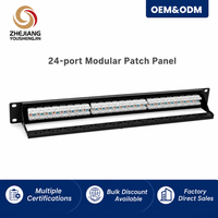 Panel Patch Modular 24-Port 1U 19 Inch Rack Mount CAT6 CAT6A UTP STP RJ45 dengan Braket Manajemen Kabel