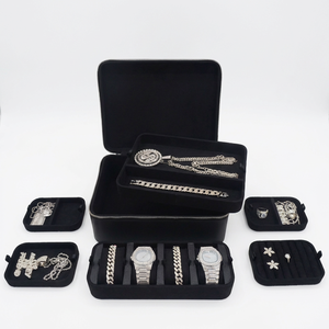 Estuche de Almacenamiento de Joyas de Cuero PU al por Mayor, Organizador de Viaje de Joyas de 2 Capas para Exhibición de Relojes, Anillos, Pendientes y Collares - Product Image 1