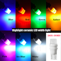 Ampoule LED 24V T10 2835 3SMD 194 168 3D en céramique, lampe de lecture intérieure de voiture 12V, éclairage de plaque d'immatriculation à large couverture, lumière fixe