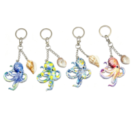 Porte-clés personnalisé bohème coloré avec pendentif en coquillage naturel, porte-clés en résine, souvenir de voyage, cadeau de plage