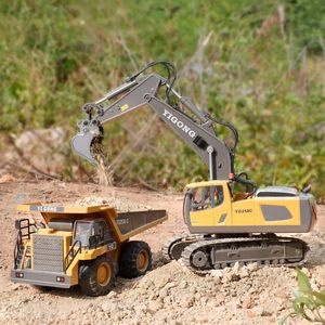 Jouet d'excavatrice télécommandée avec pelle en métal, camion de construction RC, véhicules d'ingénierie avec lumière et musique, excavatrice RC - Product Image 3