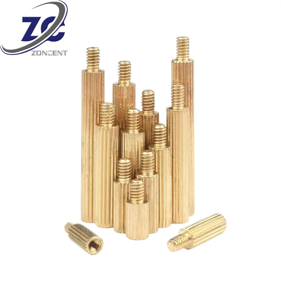 Kuningan kualitas tinggi buatan khusus tembaga M2 M3 Knurled bulat benang Internal silinder Stud sekrup Standoff