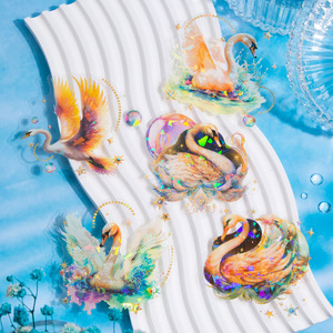 10 unids/pack pegatinas Swan Star Dream Series Shell Light Handbook DIY Material decoración pegatinas - Product Image 3