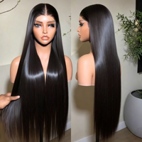Peluca frontal de encaje invisible HD 13x6 sin pegamento, cabello virgen vietnamita sin procesar, liso natural, para mujeres afroamericanas