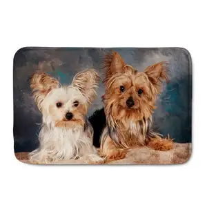 Wholesale Funny Cute Yorkshire Terrier Dog Print Custom Non Slip Doormat Indoor Outdoor Shaped Flannel Doormats 3d Digital Print