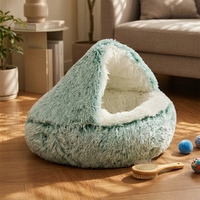 Premium-Qualität Muschelförmiges Katzenbett Halbgeschlossen Winter-Warm Maschinenwaschbar Einfarbiges Haustierhaus Nestbett Großhandelspreis
