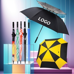 New Semi Automatic Integrated Canopy Straight <b>Umbrella</b> Golf Pongee Fabric Waterproof <b>Windproof</b> 130cm Outdoor Sports Protection - Product Image 3