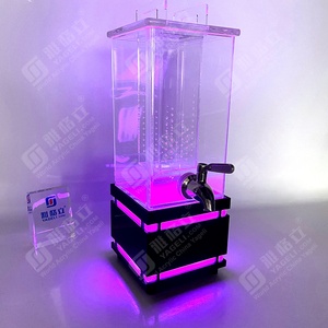 Distributeur de bière en acrylique transparent carré de 2 gallons, tour à bière de bar avec éclairage LED, présentoir moderne pour magasin - Product Image 3
