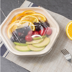 750/1000/1300/1600ml <span class=keywords><strong>salad</strong></span> <span class=keywords><strong>Container</strong></span> hình lục giác sinh thái thân thiện tùy chỉnh dùng một lần mía Bát <span class=keywords><strong>salad</strong></span> với nắp - Product Image 4