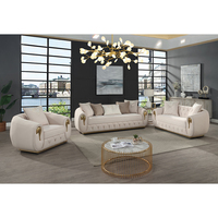 Ensemble de canapés modulaires en tissu de luxe moderne avec pieds en acier inoxydable doré, confortable et durable pour hôtel et usage domestique