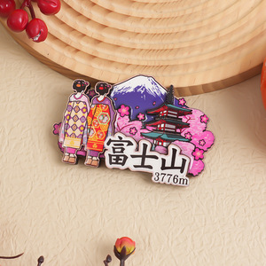 Japan City Artisanat en bois tridimensionnel Aimant écologique Chute de colle Déco pour réfrigérateur Mémorial touristique Vente en gros - Product Image 6