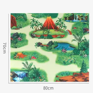 JXB-Estaca de madera para niños y bebés, estanque, bosque, Roca, figuras de dinosaurios realistas, estera de juego, educación