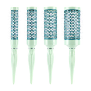 Brosse à cheveux pour le coiffage, peigne à boucler, brosse de séchage pour cheveux longs, raides, ondulés, ou coupés en bob, usage domestique, couleur verte, ABS, nylon, tube en aluminium - Product Image 5