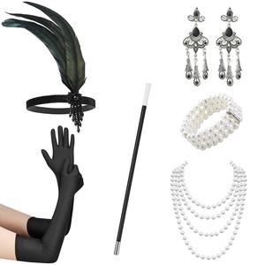 ชุดปาร์ตี้ฮาโลวีนสำหรับผู้ใหญ่ชุดปาร์ตี้ฮาโลวีน1920 <span class=keywords><strong>Gatsby</strong></span> ประกอบด้วยหมวกสร้อยคอมุกมวนบุหรี่อุปกรณ์ประกอบชุดทำจากพลาส<span class=keywords><strong>ต</strong></span>ิก - Product Image 5