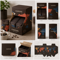 Boîte de présentation de comptoir en carton personnalisée, imprimée en couleur, pour 12 sachets de café filtre, rechargeable, emballage de vente au détail