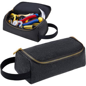 Sac à outils en toile polyvalent durable/Organisateur stationnaire Sacs et étuis à cosmétiques à fermeture éclair en métal doré - Product Image 2