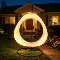 Chaise à bascule solaire lumineuse à LED pour cour extérieure, combinaison deux places, design moderne en plastique pour adultes et enfants
