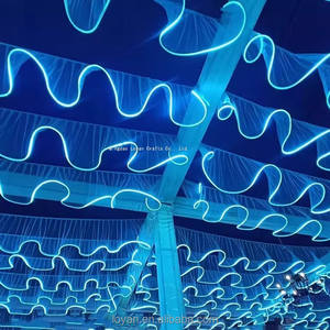 Décorations de plafond pour traiteur, accessoires pour mariage, fête, événement, vagues en forme de S, fil de chiffon blanc, draperie, bandes lumineuses LED - Product Image 2