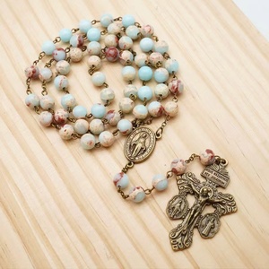 Rosario Personalizzabile con Perline Naturali, Ultima Versione per Cerimonie Cattoliche, con Medaglia a Croce e Cuore in Lega - Product Image 2