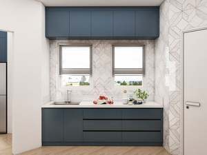 Ensemble de meubles de cuisine modernes à double couleur avec robinet et évier, couleur personnalisée, fabriqué en Chine, meubles de cuisine sans poignée - Product Image 4