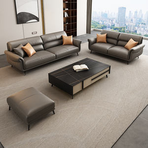 Sofá Seccional de Alta Calidad, Estilo Europeo, de Cuero Genuino y Esponja, para Dormitorio o Sala de Estar - Product Image 4