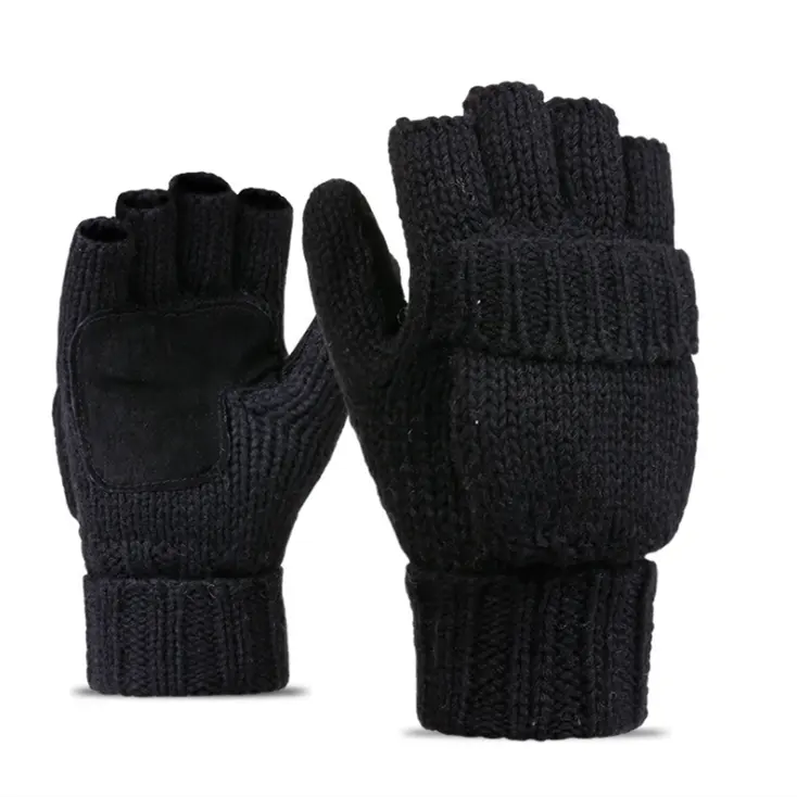 Winter Knit Gloves Men Women Warm Sweet Knitted Convertible Flip Top Fingerless Mittens Gloves