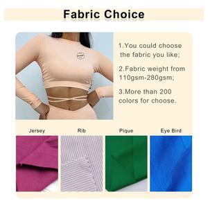 Top Customization Sexy stile attillato a coste in maglia di <span class=keywords><strong>cotone</strong></span> e Spandex Yoga Wear Slim Fit maglietta a maniche lunghe per le donne - Product Image 4