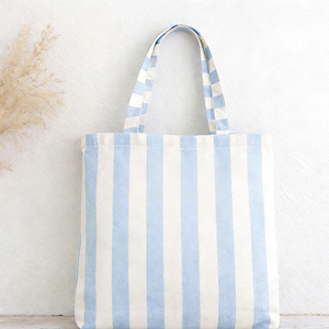Bolsa de Mano de Lona a <span class=keywords><strong>Rayas</strong></span> Personalizada al por Mayor, Bolsa de Compras Casual para la Playa con Asas - Product Image 2