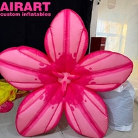 Fleur gonflable décorative rose pour festival d'art, fleur gonflable suspendue pour événement