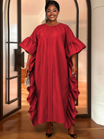 ADR051161 AOMEI Vêtement africain, robe ample pour femme, col rond, manches courtes, à volants, modèle BuBu