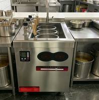 Cuiseur à pâtes à induction en acier inoxydable à six trous pour restaurant, station de cuisson ouverte