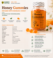 Gummies au miel de Manuka, complément alimentaire en marque blanche OEM, santé digestive et immunitaire, gommes naturelles sans gélatine