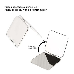 Biểu Tượng Tùy Chỉnh Sliver Shatterproof Hình Bầu Dục Vuông Vòng Thép Không Gỉ Đôi Hai Mặt Gấp Du Lịch Trang Điểm Gương Túi Gương - Product Image 5