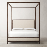 Lit à baldaquin moderne personnalisé en chêne massif noir pour chambre à coucher