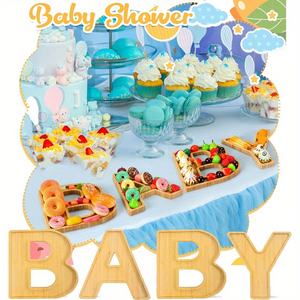 Dropshipping BABY Letter Bamboo Tray Baby Shower Planche à <span class=keywords><strong>fromage</strong></span> cuit en bois Salade <span class=keywords><strong>de</strong></span> fruits <span class=keywords><strong>Plat</strong></span> d'aliments cuits Plateau d'aliments Décoration intérieure - Product Image 5