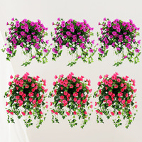 Fleurs artificielles murales de 12 branches en forme de trompette, fausses vignes en plastique et soie pour décoration intérieure