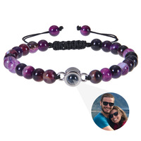 Bracelet de couple unisexe personnalisé en cuir et acier inoxydable en forme de cœur plaqué or 14 carats avec cordon élastique réglable
